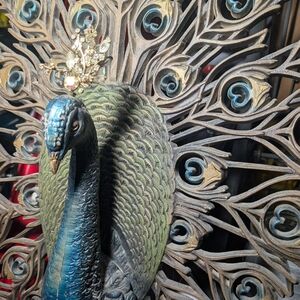 Vintage Burwood Majestic Blue and Green Peacock Wall Art